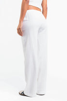 Mel 04Low Straight Linen Pants - White