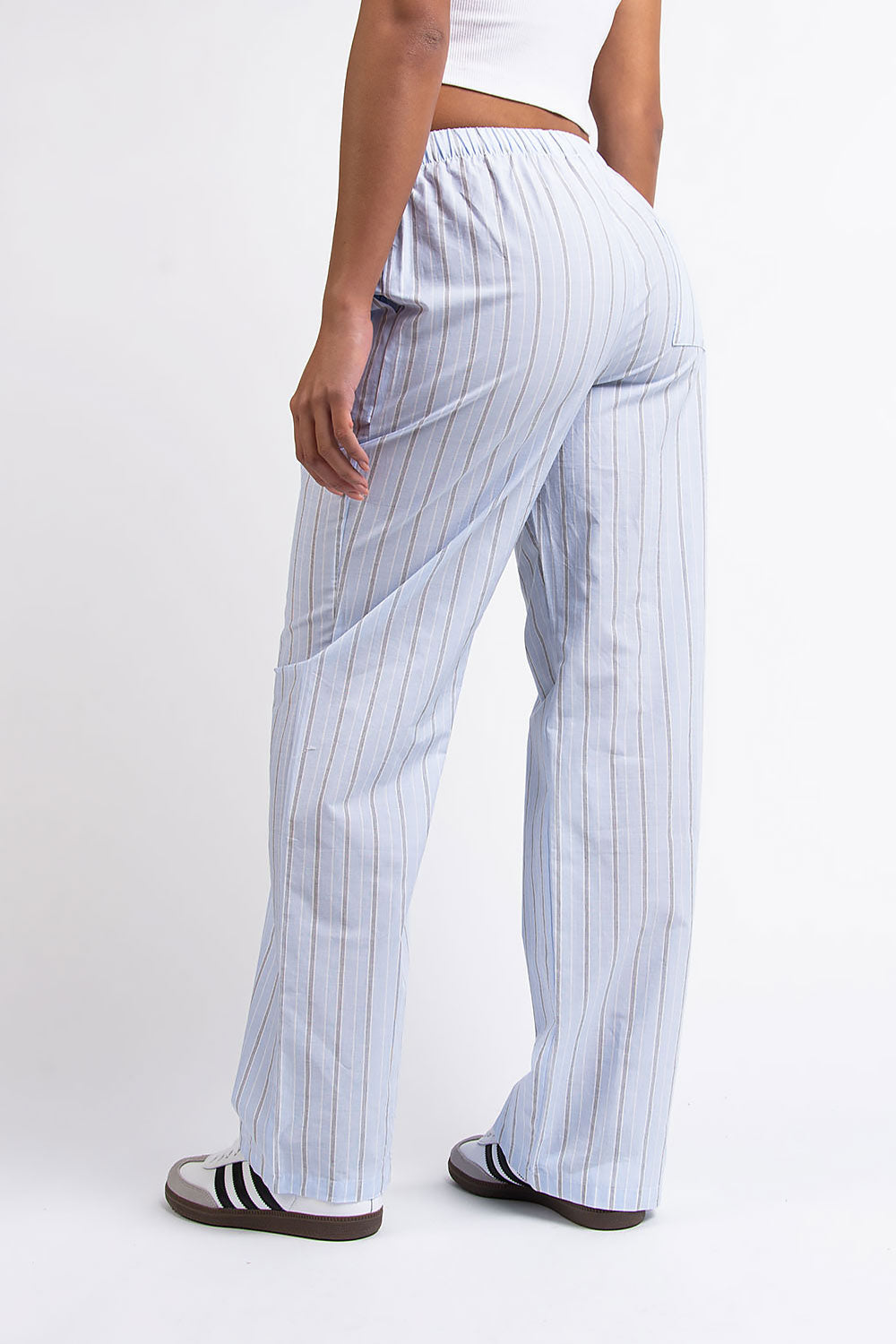 Mandy 01Mid Straight Lounge Pants - Light Blue Striped
