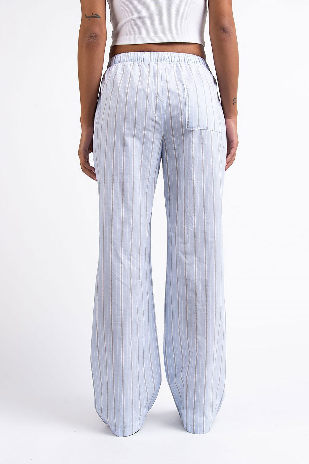 Mandy 01Mid Straight Lounge Pants - Light Blue Striped