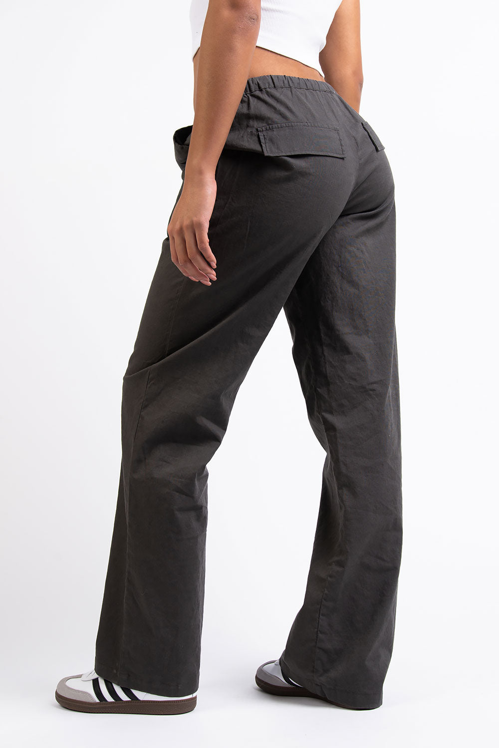 Mel 05Low Straight Linen Pants - Grey
