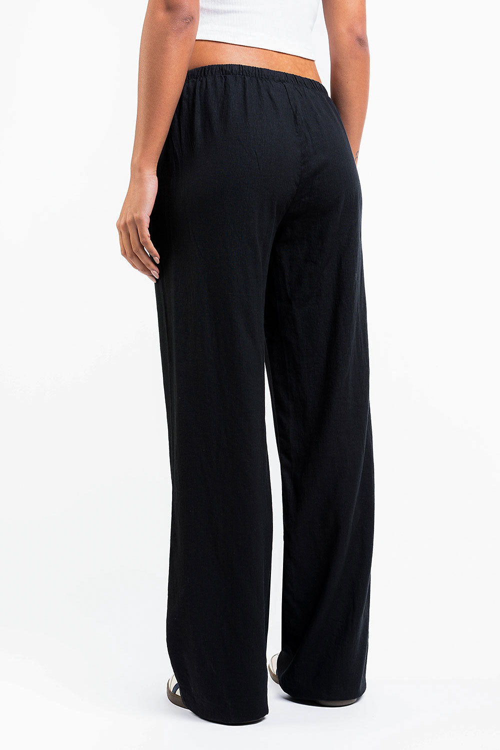 Mel 04Low Straight Linen Pants - Black