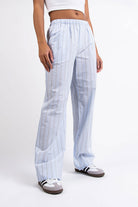 Mandy 01Mid Straight Lounge Pants - Light Blue Striped