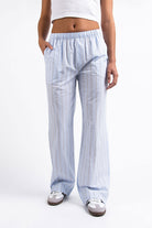 Mandy 01Mid Straight Lounge Pants - Light Blue Striped