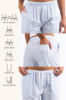 Mandy 01Mid Straight Lounge Pants - Light Blue Striped