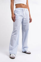 Mandy 01Mid Straight Lounge Pants - Light Blue Striped