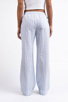 Mandy 01Mid Straight Lounge Pants - Light Blue Striped
