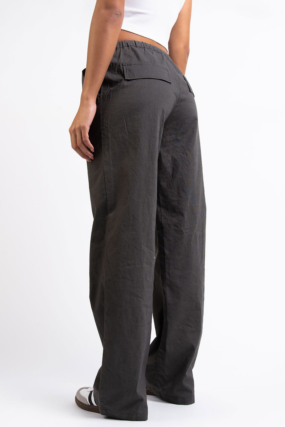 Mel 05Low Straight Linen Pants - Grey
