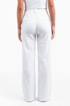 Bonnie 05High Straight Linen Pants - White