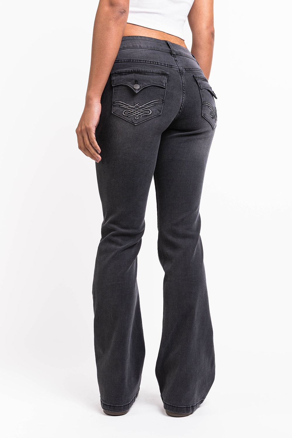 Claire 05Low Bootcut Jeans - Washed Black