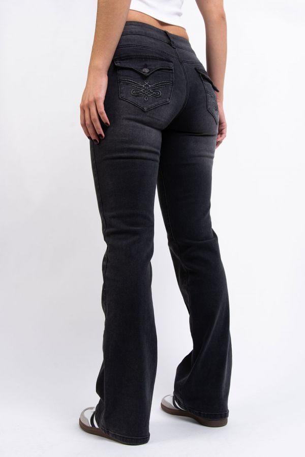 Lågmidjade Bootcut Jeans - Jolie Washed Black
