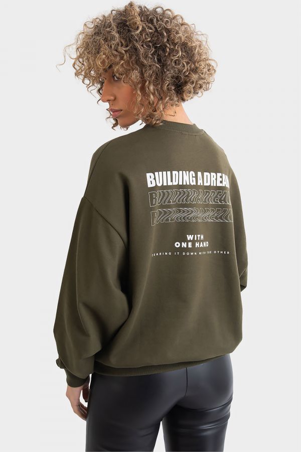 Miltärgrön Sweatshirt - Building a Dream